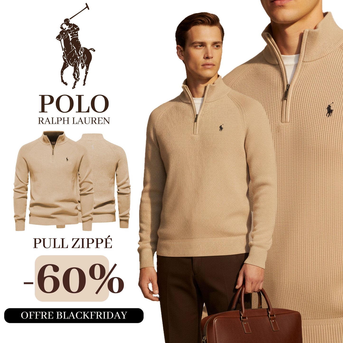 Pull Col Zippé  R&L (Offre à Durée Limitée)